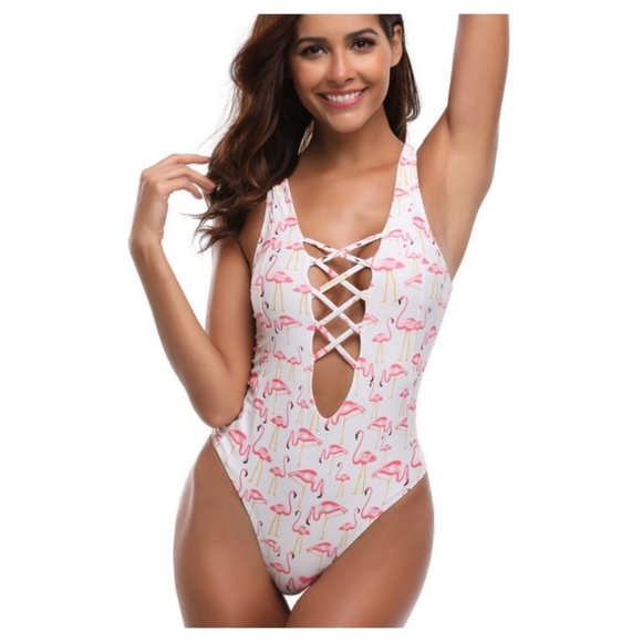 (LAST 1 size 10) 5π FLIRTY FLAMINGO Monokini - Picture 2 of 7